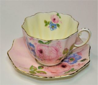 Rare 50s Paragon Bone China England Pink Flowers Pattern S6369 Set Cup & Saucer