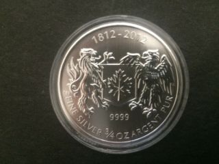 2012 3/4 Oz Canada War Of 1812 Silver Coin Canadian 3/4oz Bullion Coin