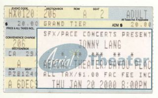 Rare Jonny Lang 1/20/00 Houston Tx Aerial Thtre Concert Ticket Stub Johnny
