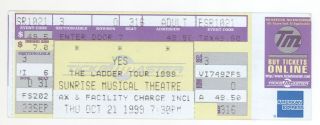 Rare Yes The Band 10/21/99 Sunrise Fl Concert Ticket