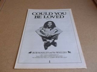 Bob Marley Could You Be Loved 1984 Full Page (12 " X 16 ") Uk Advert