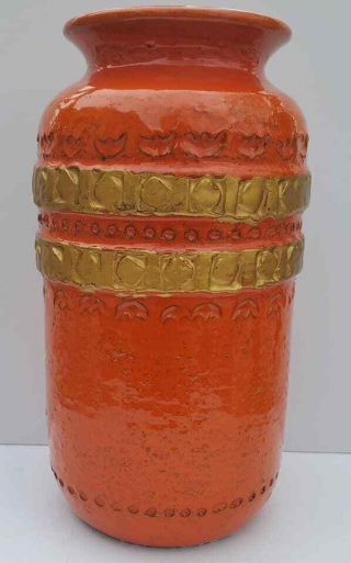 Mid Century 60s Aldo Londi Bitossi Orange Gold Pottery Vase Bitossi For Raymor