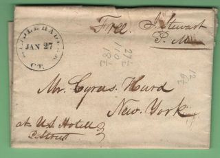 $us Stampless Cover Middle Haddam Ct P.  M Frank Jan.  27,  1832 Ship Pulaski