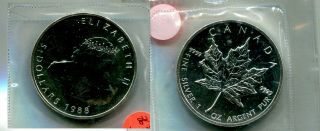 1988 $5 Maple Leaf Canada 1 Ounce Silver Coin Rcmp Ch Bu 8632n