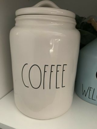 Rae Dunn " Coffee " Canister With Lid Dimpled Cream Large Letter
