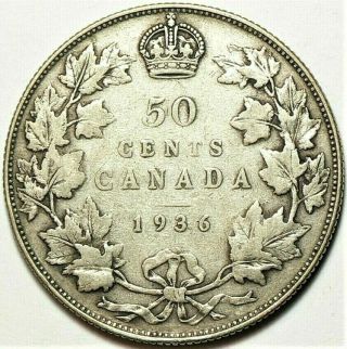 1936 Canada 50 Cents Km 25a Silver 11592