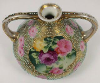 Antique Porcelain 2 Handled Royal Kinran Nippon Vase W/ Moriage Decoration 2