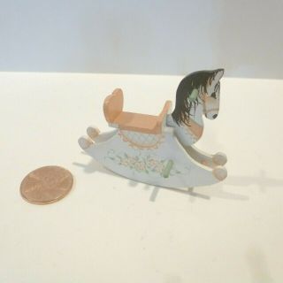 Dollhouse Miniature 1/2 " Scale Rocking Horse Handmade/painted By Sheryl Mccall
