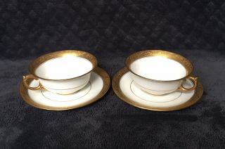 Antique Vintage Crown Staffordshire Gold Encrusted Tiffany And Co.  Tea Cup Set