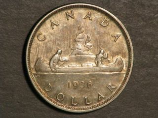Canada 1936 1 Dollar Silver Crown Xf - Au