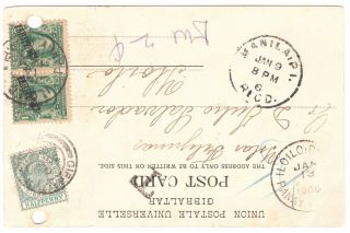 Gibraltar To Philippines Overprinted Usa Stamps On Postcard 1906