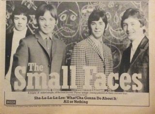 Small Faces - Rare Advert - Sha - La - La - La - Lee / All Or Nothing - 1977