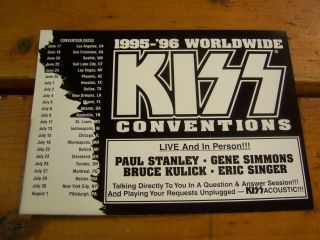 1995 - 96 Official Kiss Conventions Tour Promotional Invitational Cards 7 " X 5 " Nm