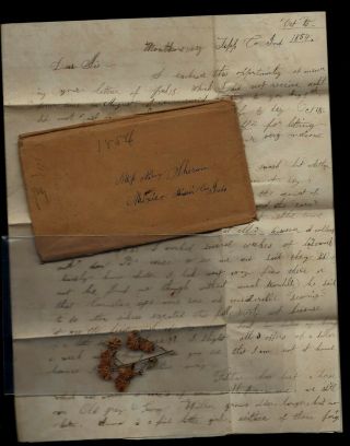 1854 Montmorenci,  Indiana Stampless Cover & Long Pioneer Letter - Find