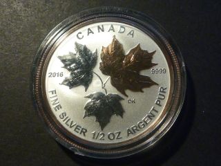 Canada 2016 $4 Silver Maple Leaf 1/2 Oz Single,  From Fractional Gold - Plated Set