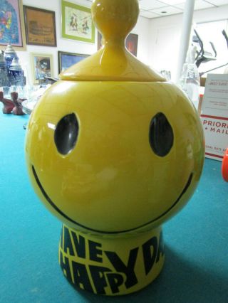 Have A Day Happy Face Cookie Jar Yellow Mccoy