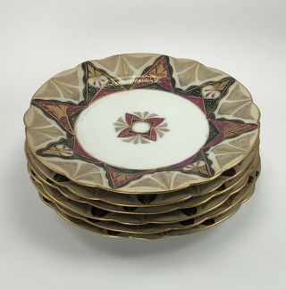 Set Of 6 Boseck & Co Bohemia Secessionist Alhambra Pattern 7.  5 " Salad Plates