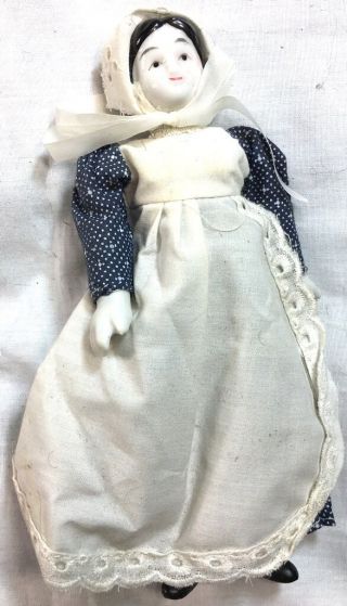 Vintage White Porcelain Amish Doll,  7 1/2 Inches Tall