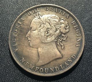 Canada (newfoundland) 1874 50 Cents Silver Coin: Victoria