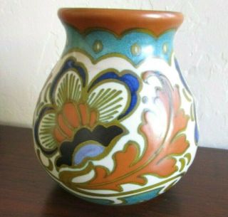 Antique Gouda Holland Trudy 6 " Vase Jar Arts & Crafts Pottery,  1920s