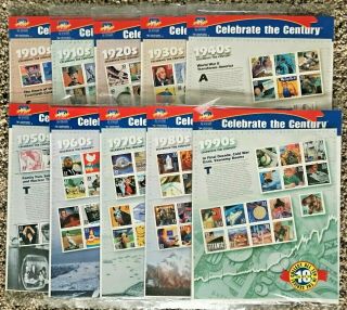 Celebrate The Century 1900s 1990s Complete 10 Sheet Set Usps Stamps