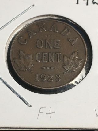 1923 Canada One 1 Small Cent Penny King George V Fine,
