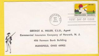 Professional Baseball 1381 Us First Day Cover 1969 Advertising Cover Cachet Fdc