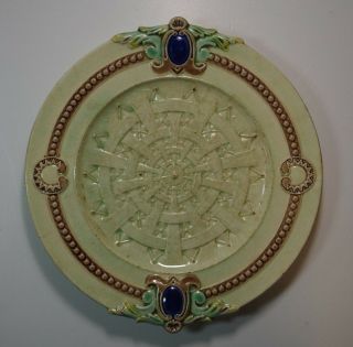 Antique Xix Plate French Faience Majolica Barbotine