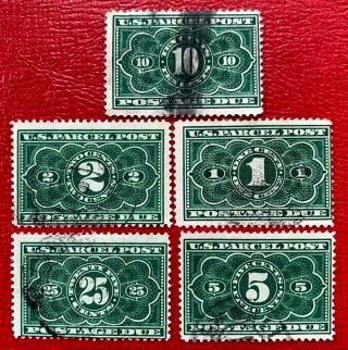 1913 Us Parcel Post Postage Due Stamps Sc Jq1 - Jq5 Complete Set Cv:$69