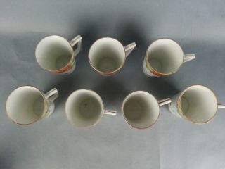 8pc Vintage Nippon Te - oh Pitcher and Cups Set Flower Design Hand Painted 3