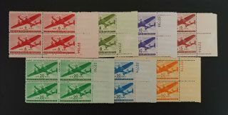 Us Stamps,  Air Mail,  Pl Blocks Of 4,  Scott C25 - C31,  Nh Og,  Vf,  Cv $80,