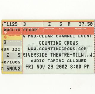 Counting Crows & Uncle Kracker Concert Ticket Stub Milwaukee Wi 11/29/02 Rare