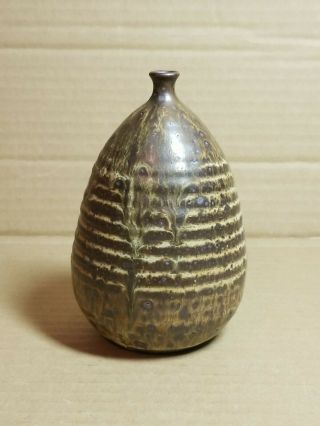 Vtg Studio Pottery Weed Pot Mcm Ceramic Vase Glaze Signed S.  Garner