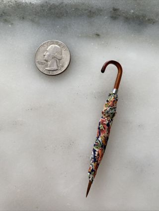 Dollhouse Miniature Floral Print Umbrella Artisan Made In England 1:12 Scale 2