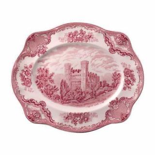 Johnson Brothers China Old Britain Castles Pink Scalloped Platter 15 " Nib