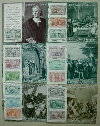 Usa 1992 Colombian Expo Re Issue Of 1892 Set,  Scott 2624/2629,  6 Sheets