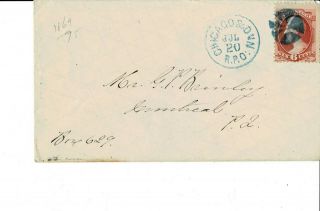 Illinois - 1871 Vf Blue Chicago & Dun Rpo (690 - D - 1,  R2, ) W/6c Lincoln To Canada