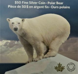 2014 Canada $50 For $50 Polar Bear 99.  99 Pure Fine Silver Coin In Pack