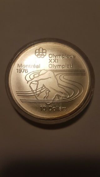 1975 Canada Rcm 10 Dollar Silver 1976 Montreal Olympic Games Silver Coin