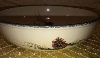 Home and Garden Party Northwoods Pinecone Pottery Large Serving Bowl 2