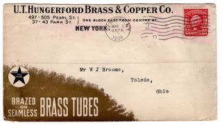 1905 Ny York City Hungerford Brass & Copper 2 - Sided Illustrated Advertising