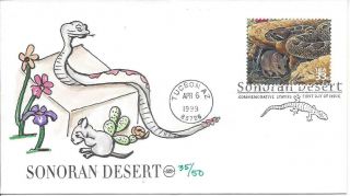 Scott 3293 - 10 Fdcs From Sonoran Desert Souvenir Sheet (w/ Hand Painting)