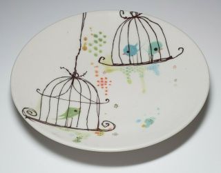 Lollipop Pottery Birdcage Lollibird Plate Handmade In Ohio