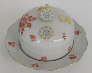 Vintage 1959 Herend Hungary Red Chinese Bouquet & Lemon Bowl Ussr Fleet