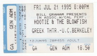 Hootie & The Blowfish 7/21/95 Berkeley Ca Greek Theatre Concert Ticket Stub