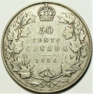 1936 Canada 50 Cents Km 25a Silver 11593