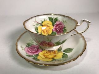 Vintage Paragon Yellow/pink Wild Rose Tea Cup/saucer A3441 -