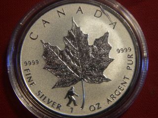 2016 1 Oz.  $5 Canada Maple Leaf W/ Bigfoot Privy Gem Bu Silver