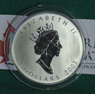 2003 CANADA $4 Hologram Silver Maple Leaf 1/2 oz Reverse proof 99.  99 silver 2