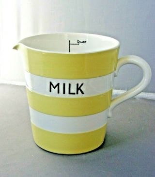 Milk Pitcher - Yellow Cornishware - T.  G.  Green - England - Pre - 1968 Mark - 1/2 Pt To 1 Qt
